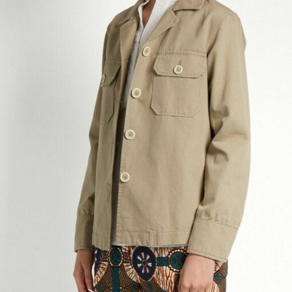 Max Mara Weekend Boxy Cargo Jacket Beige Cotton Linen Womens 4 - Picture 7 of 12